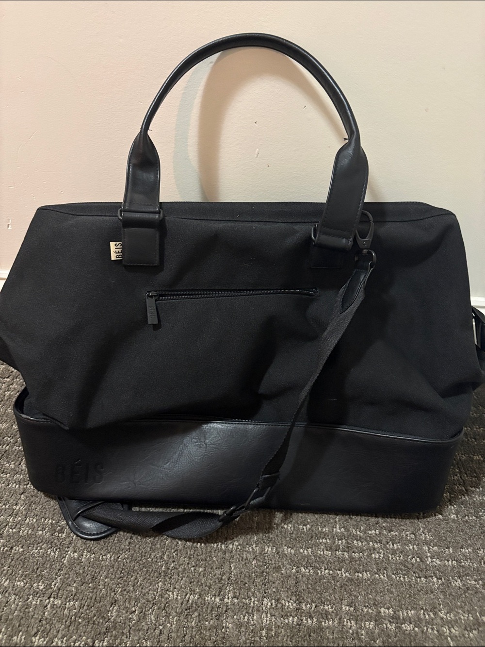 BEIS Black weekender Leather-Trim Handles